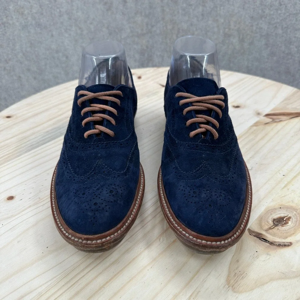 Tod's Wingtip Oxfords Men 39.5 Blue Suede Lace Up Brogue Italian Luxury Shoes
